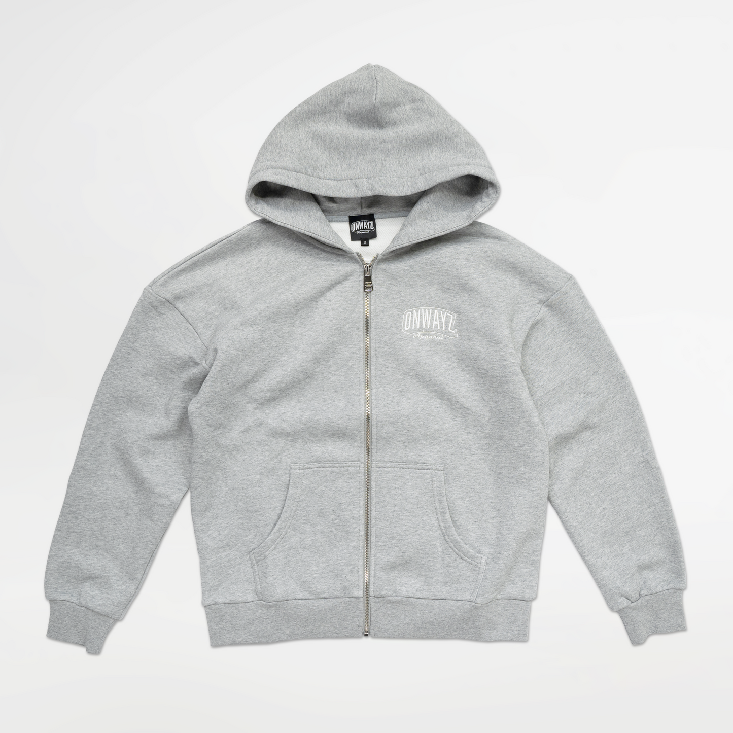 Arrow Script Zip Hoodie - Grey