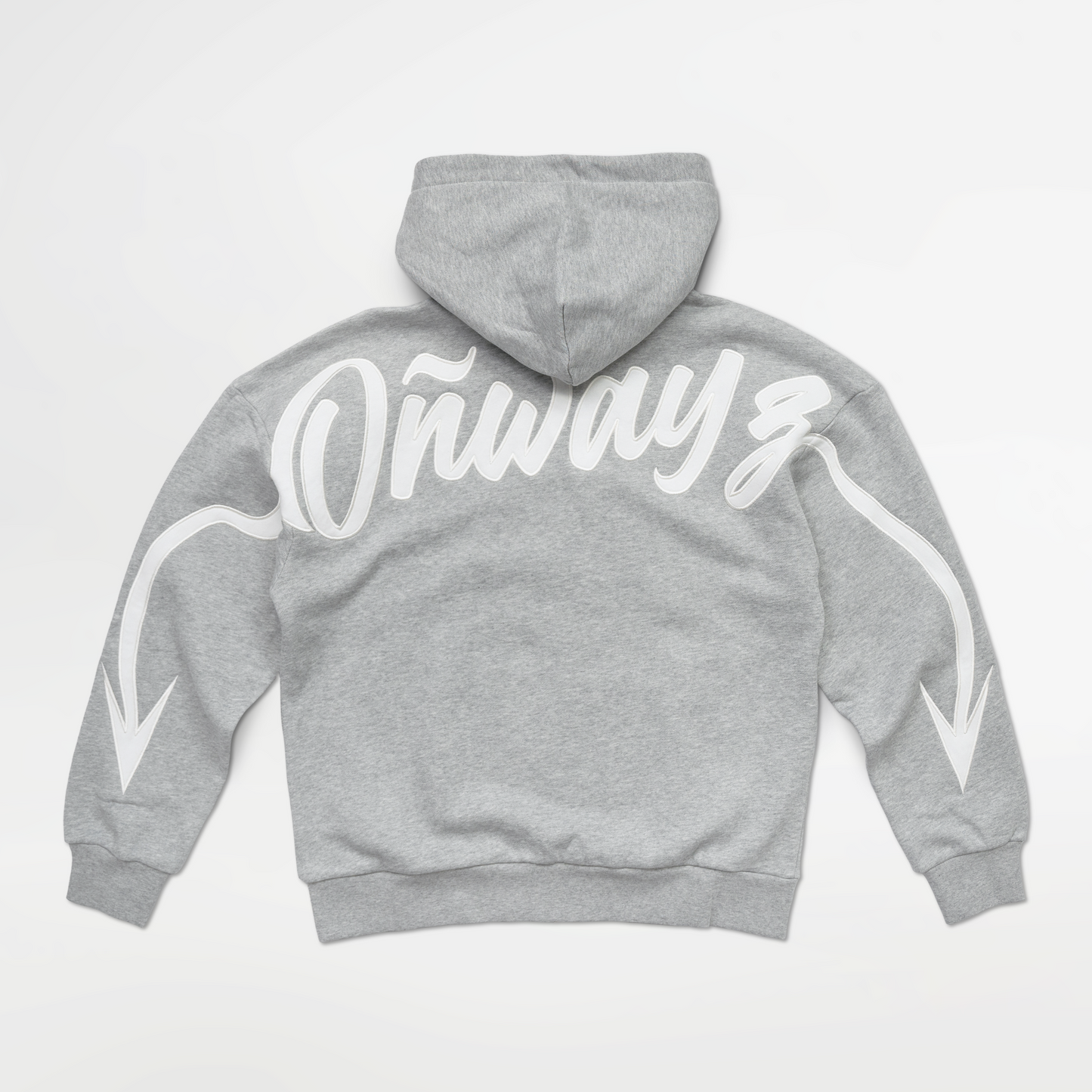 Arrow Script Zip Hoodie - Grey