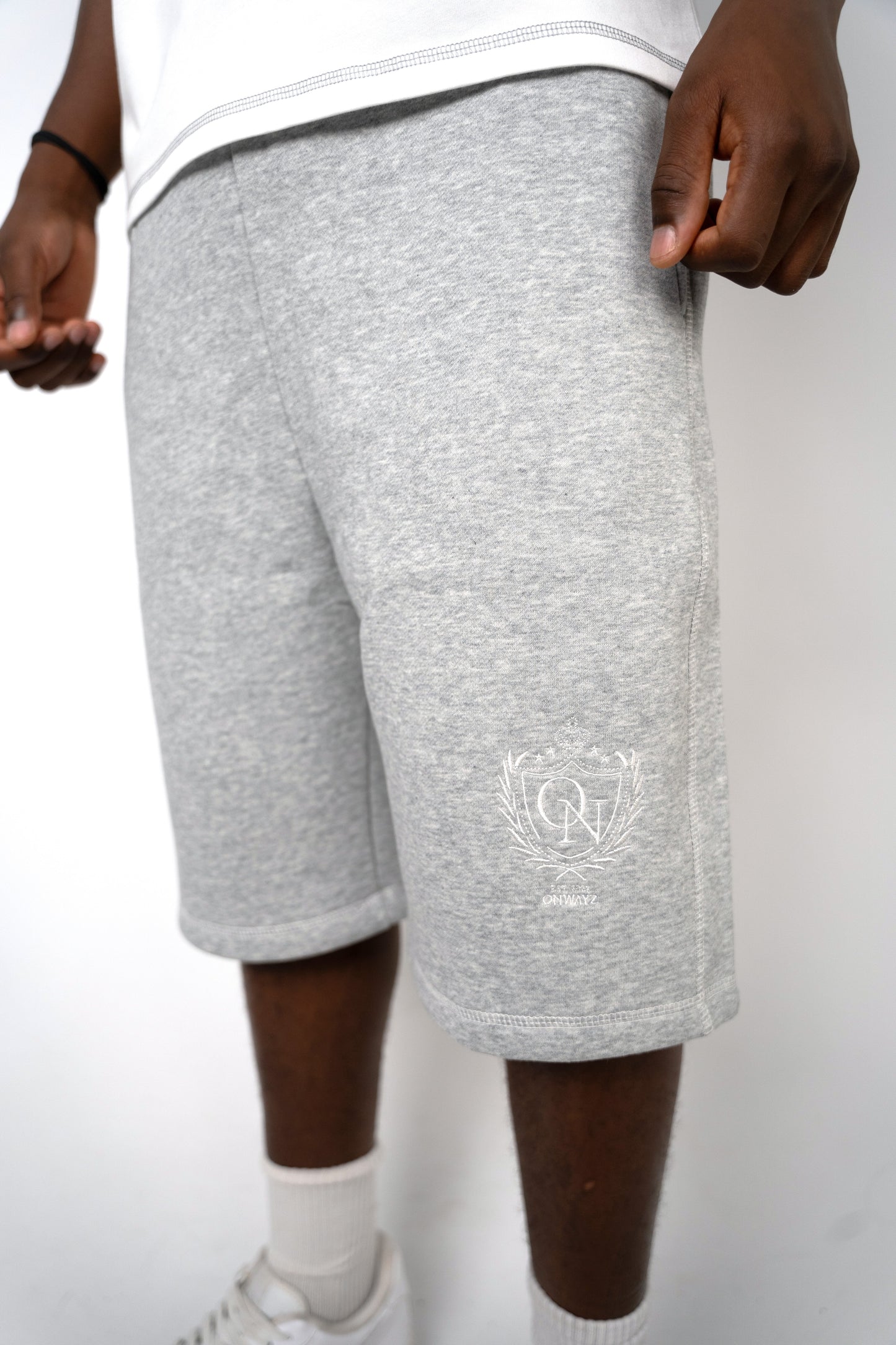 Crest Stitch Shorts - Grey