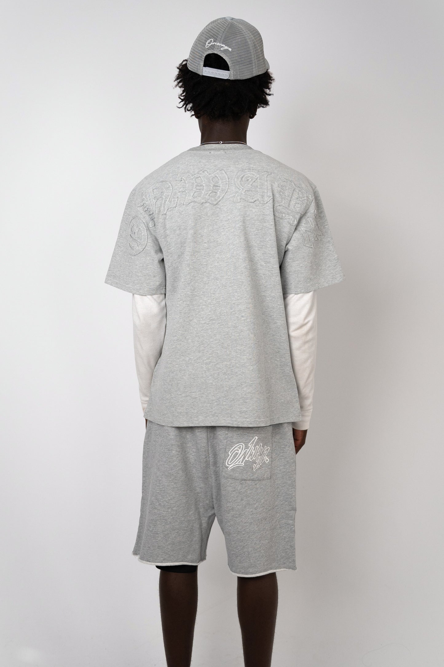 Distressed Applique T Shirt - Grey