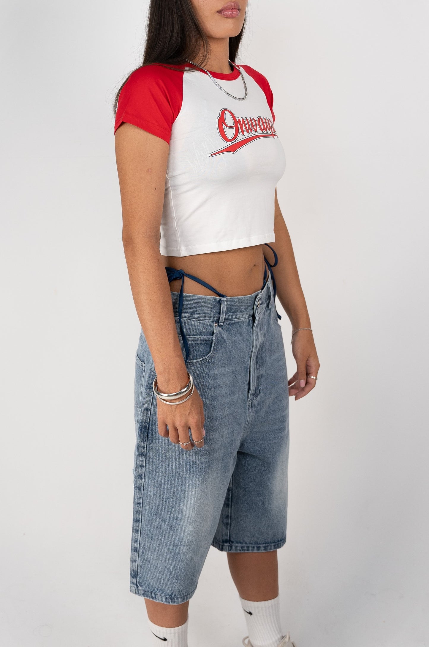 Distressed Logo Jorts - Blue