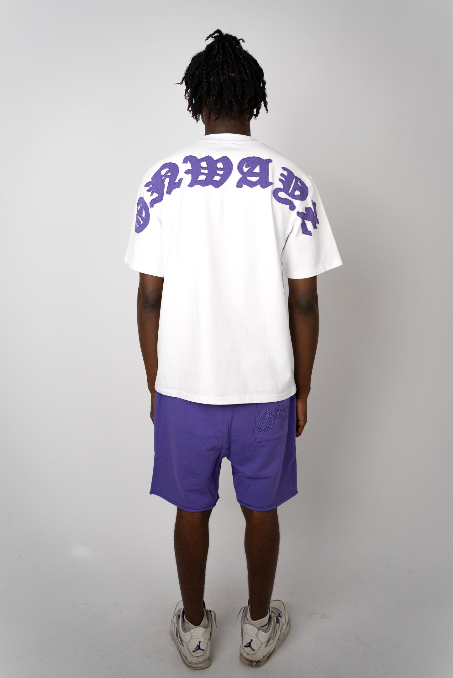 Distressed Applique Shorts - Purple