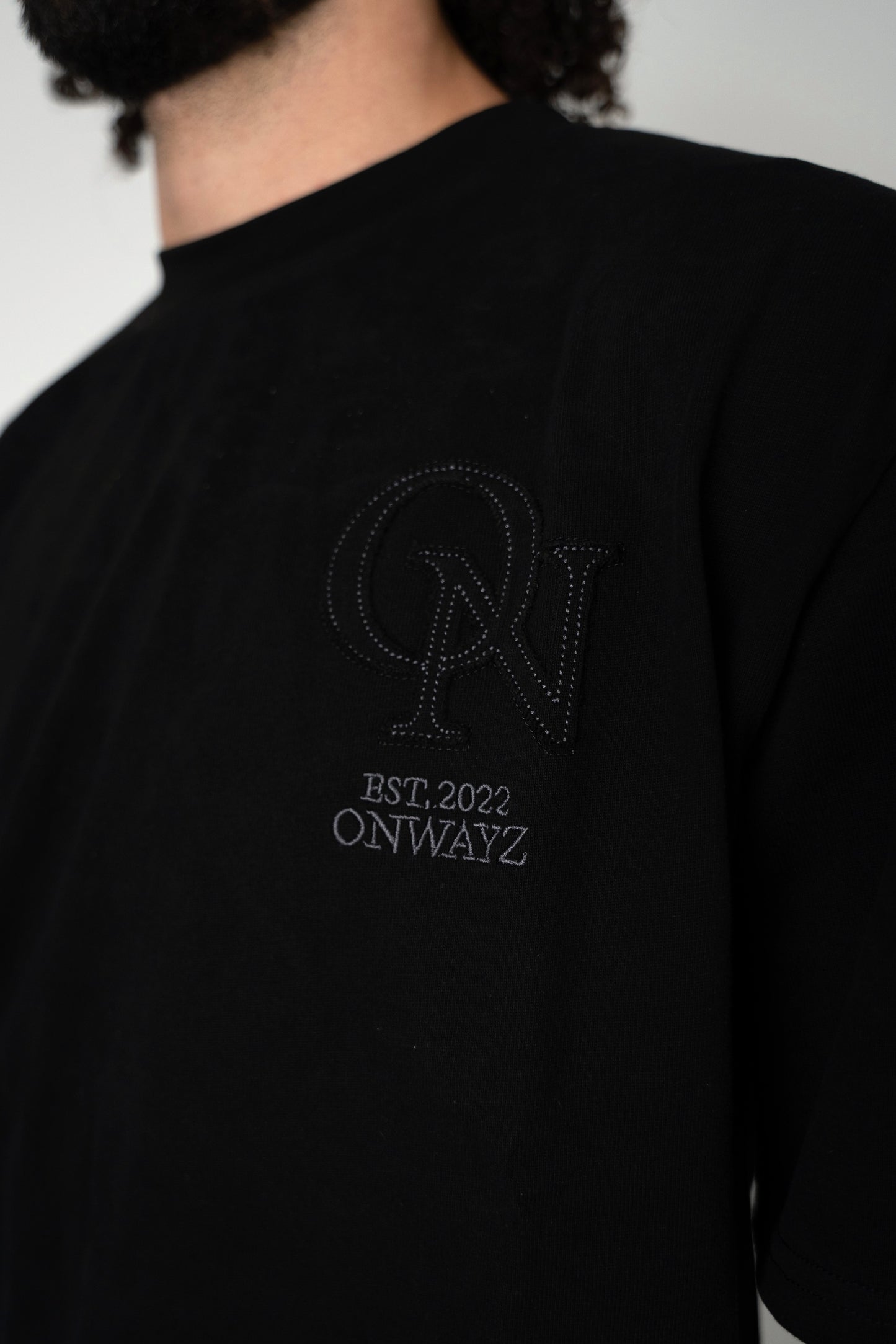 Distressed Applique T Shirt - Black