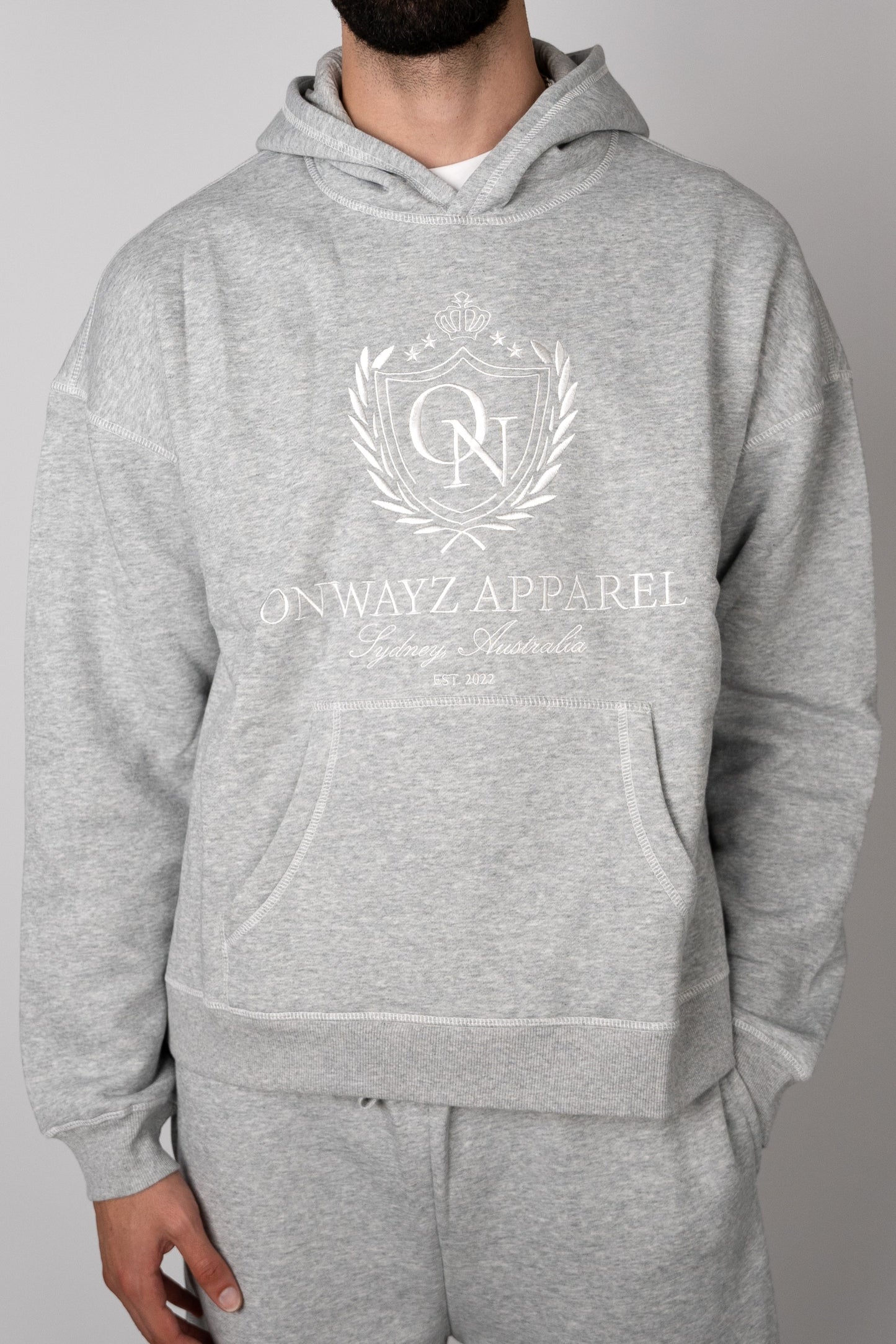 Crest Stitch Hoodie - Grey