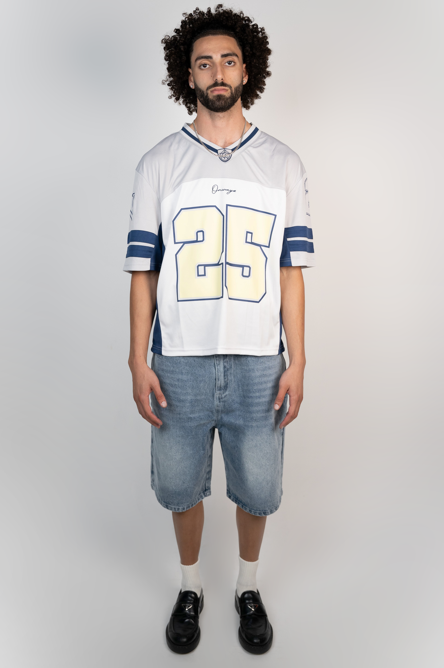 Distressed Logo Jorts - Blue