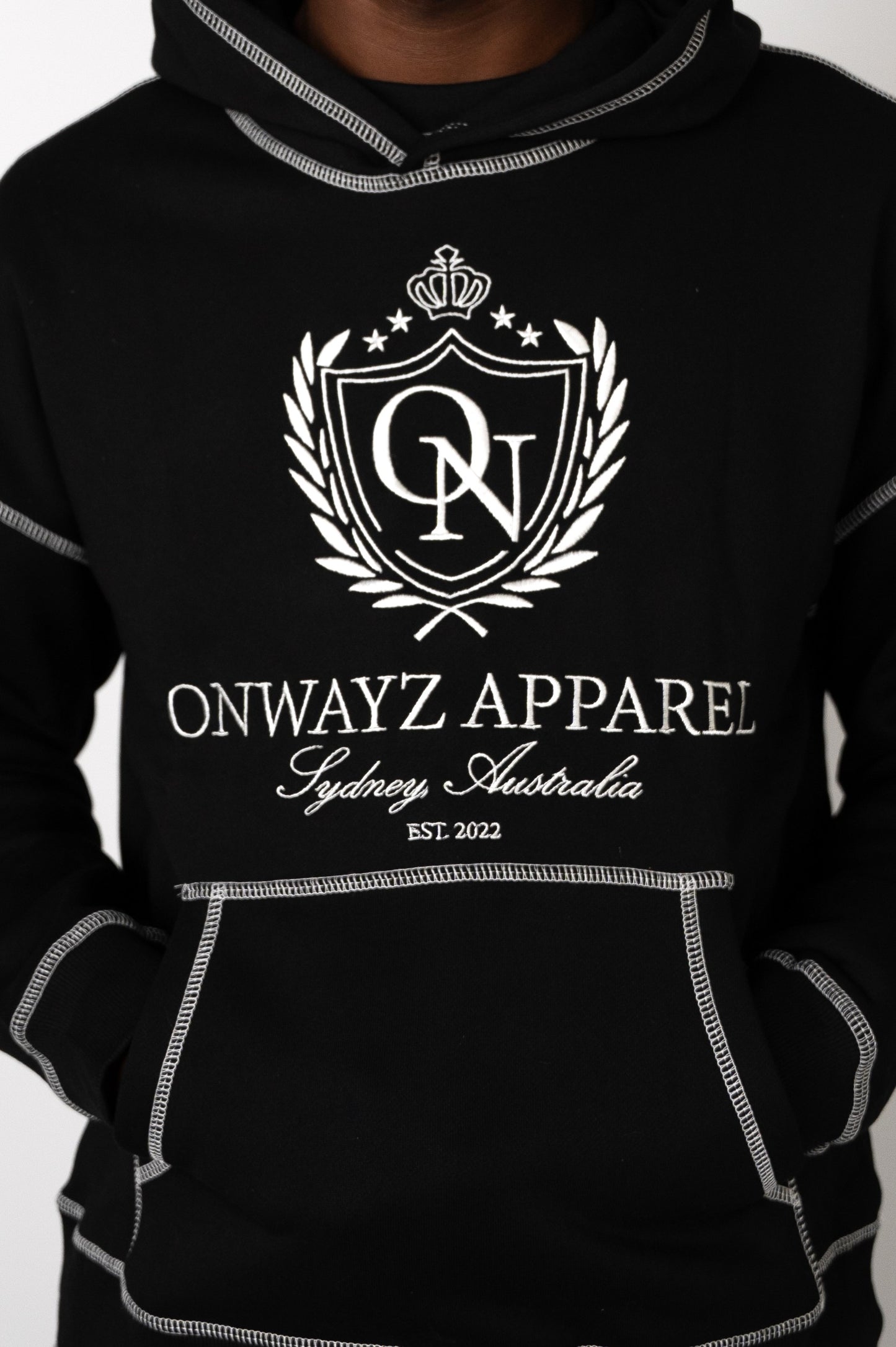 Crest Stitch Hoodie - Black