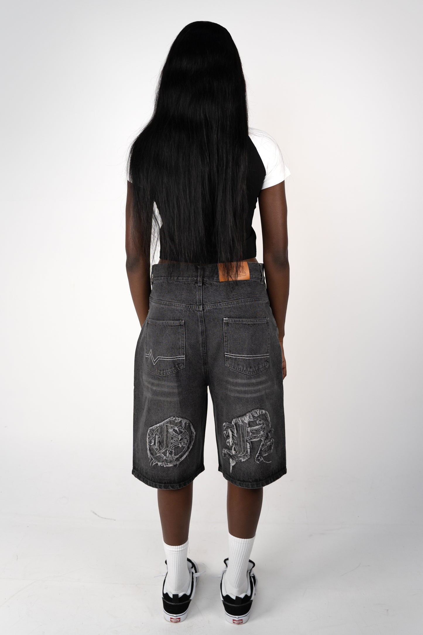 Distressed Logo Jorts - Black