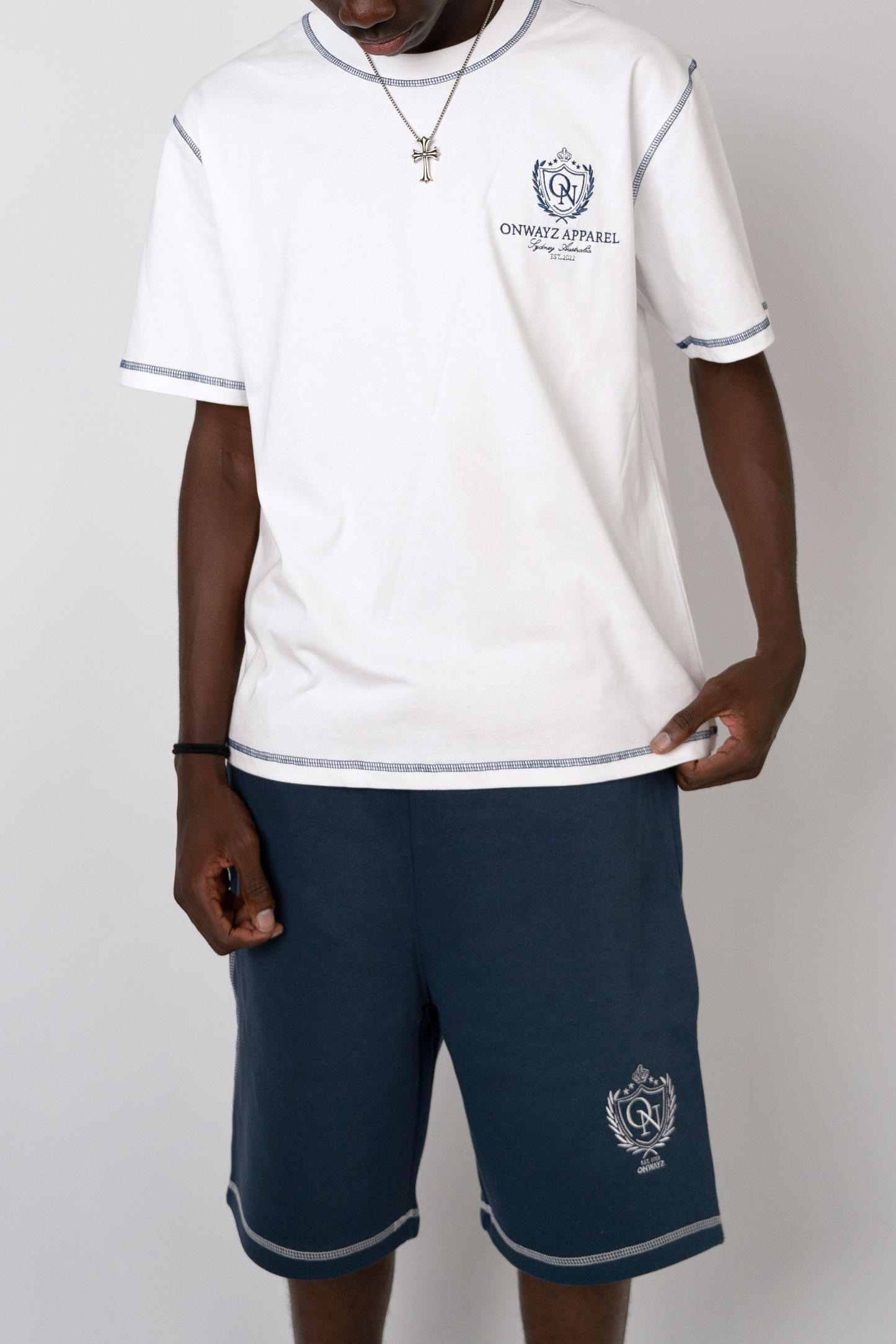 Crest Stitch Shorts - Navy