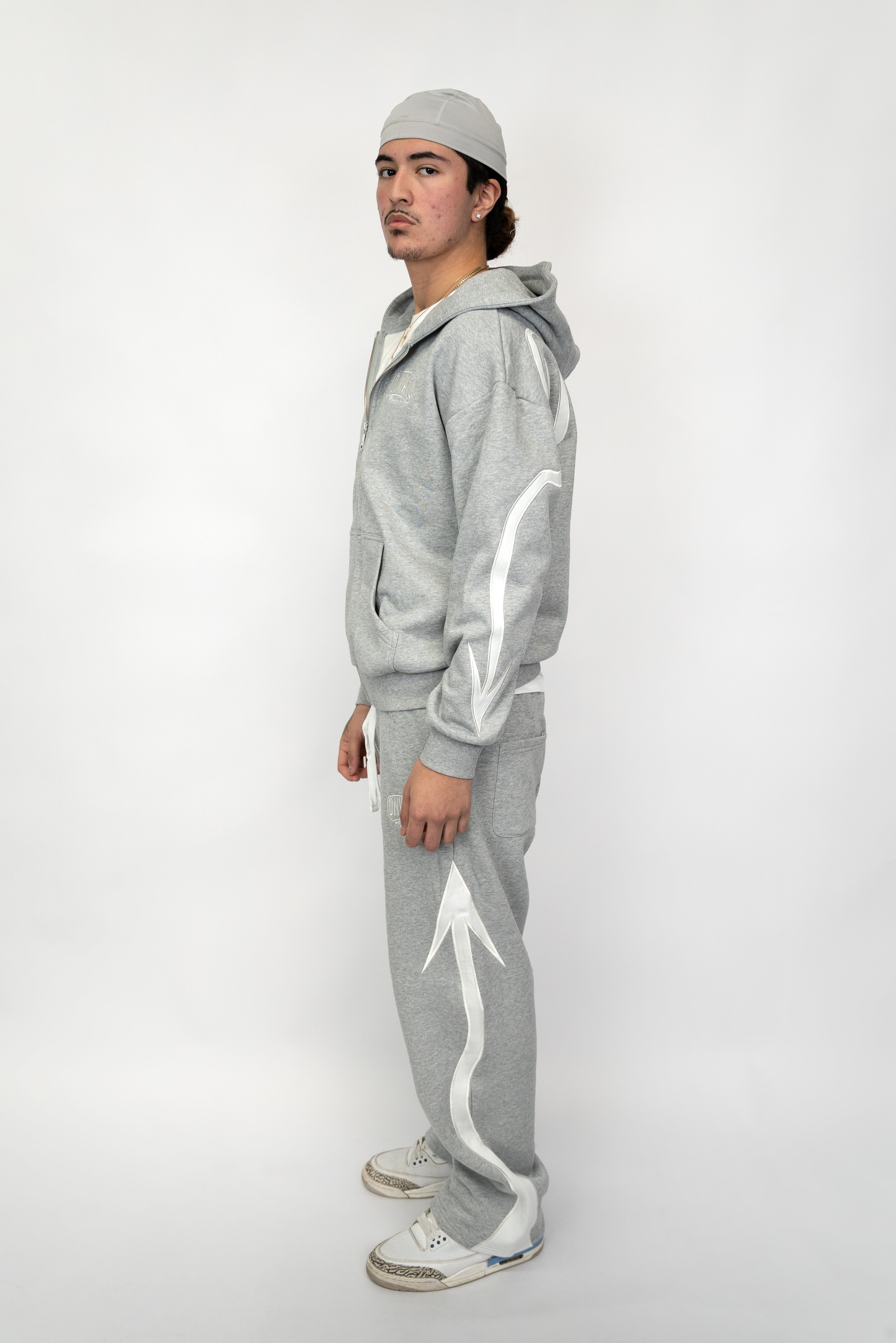 Arrow Script Zip Hoodie - Grey