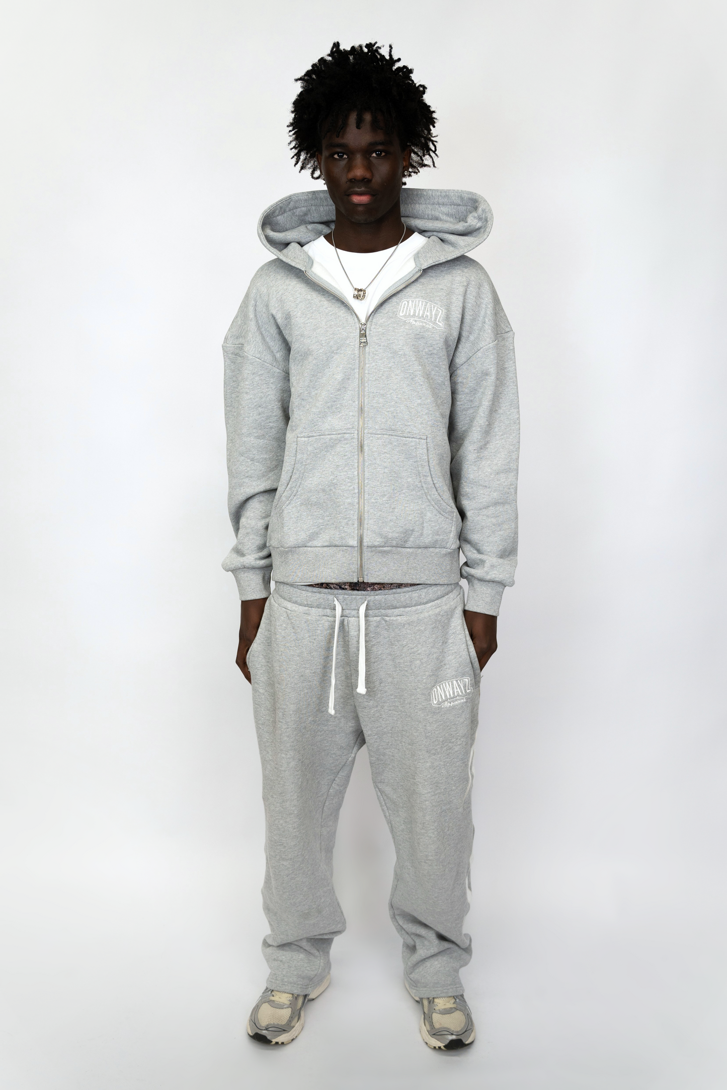 Arrow Script Zip Hoodie - Grey