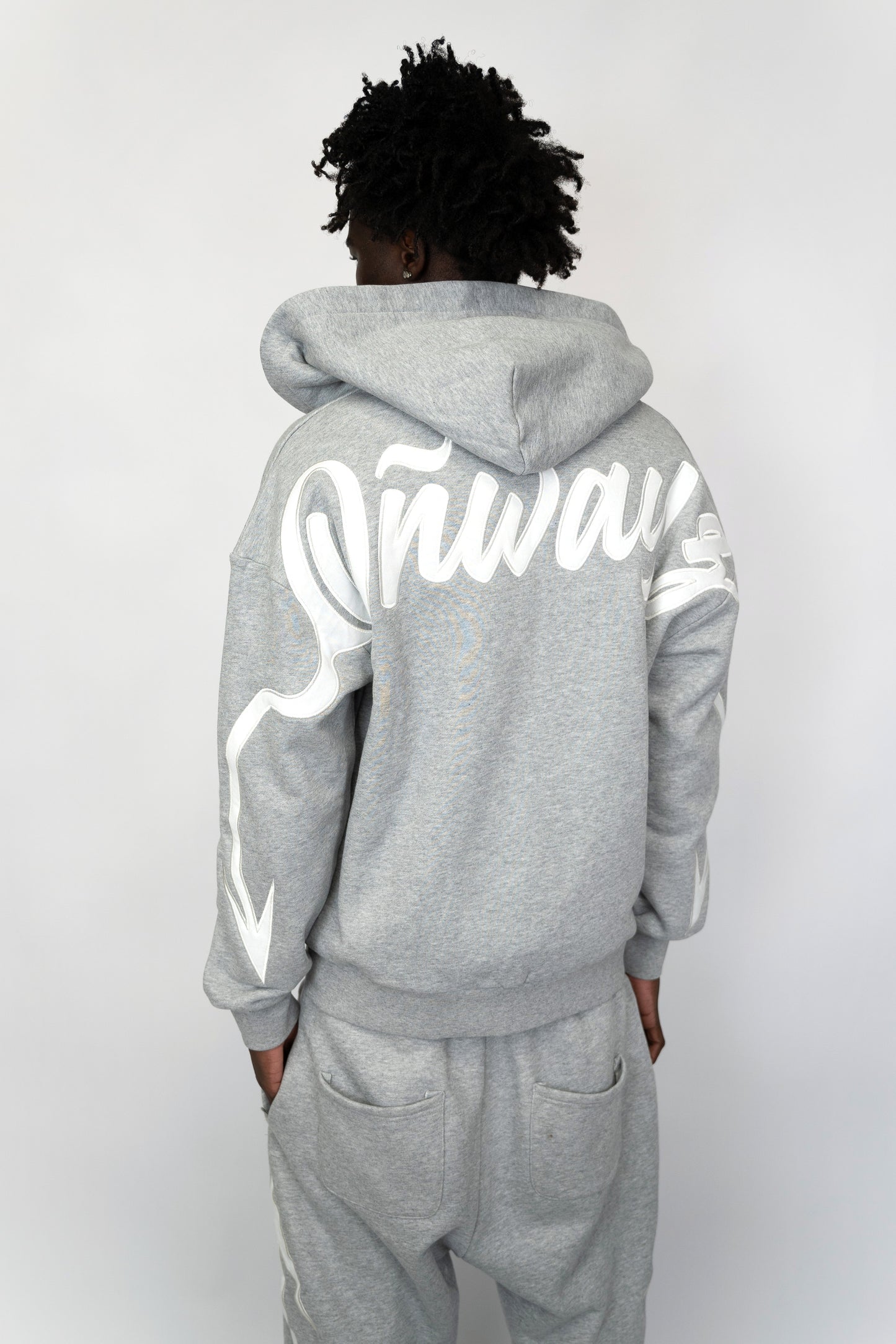 Arrow Script Zip Hoodie - Grey