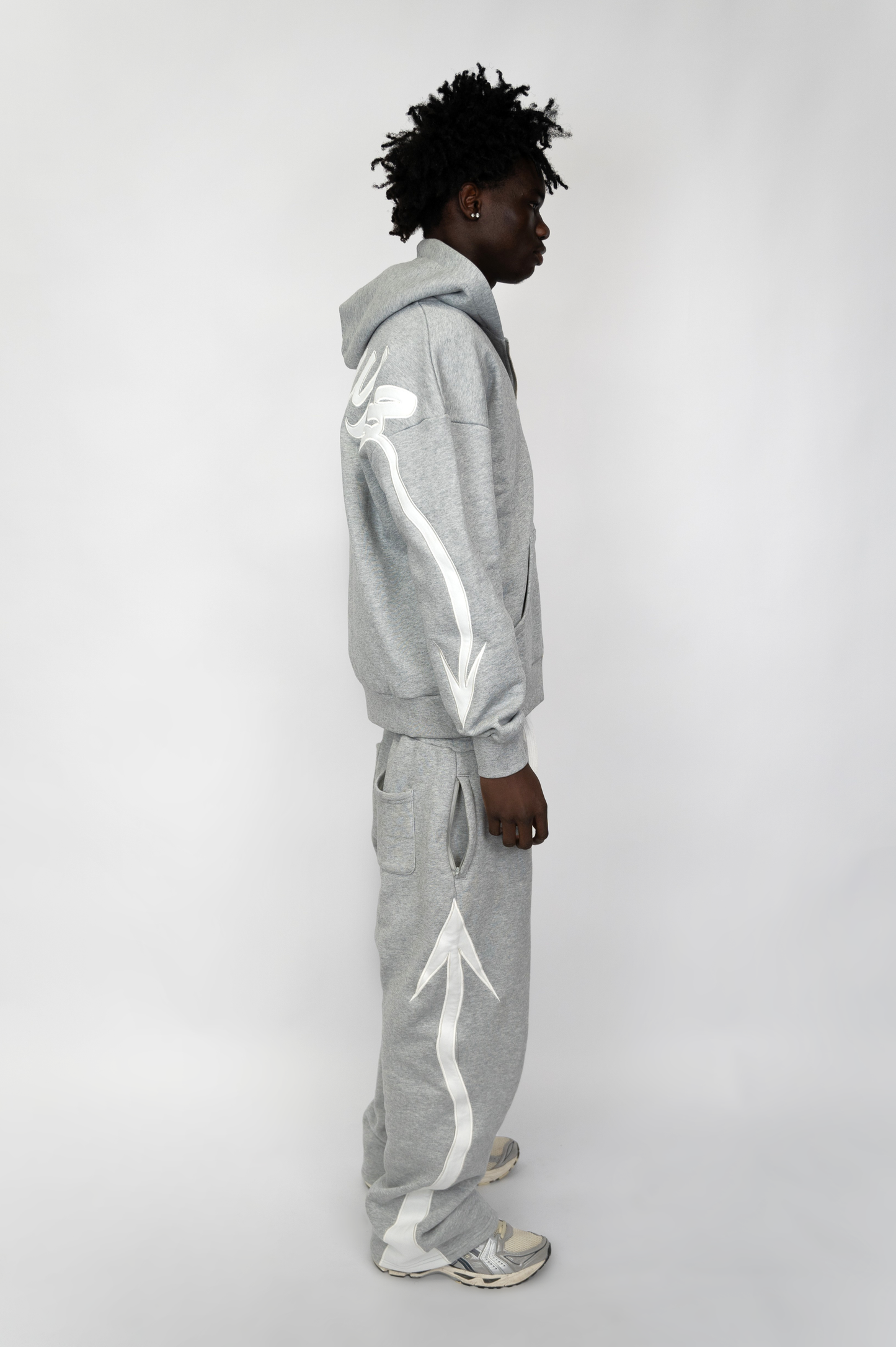 Arrow Script Zip Hoodie - Grey