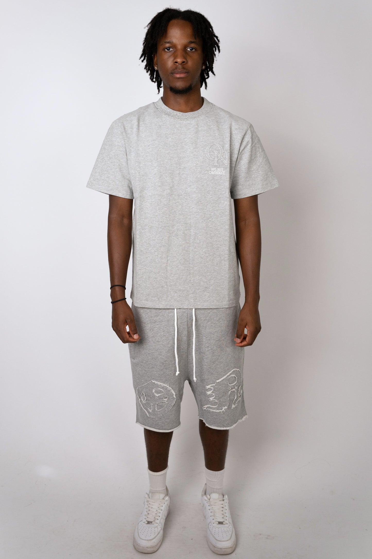 Distressed Applique T Shirt - Grey
