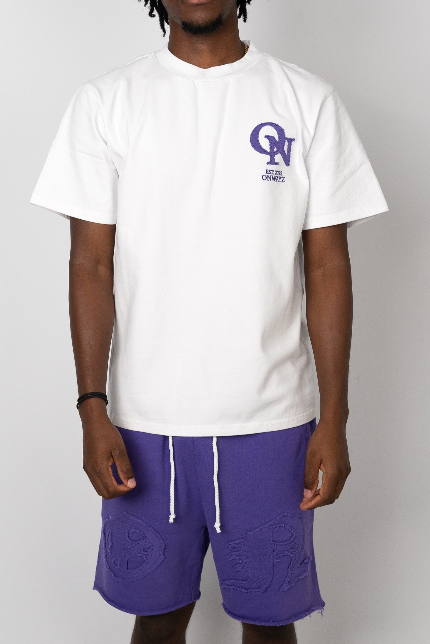 Distressed Applique T Shirt - Purple