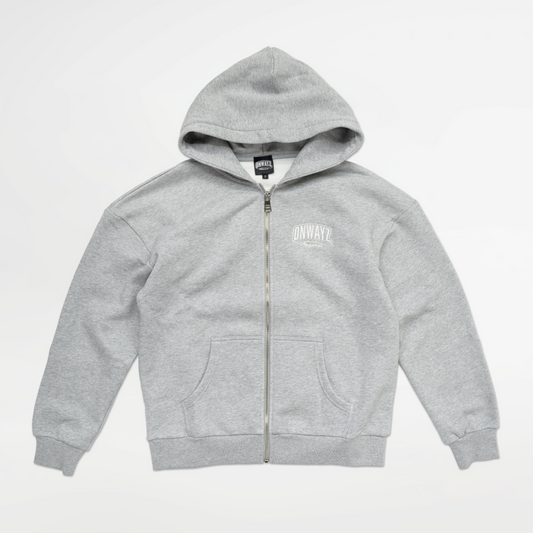 Arrow Script Zip Hoodie - Grey