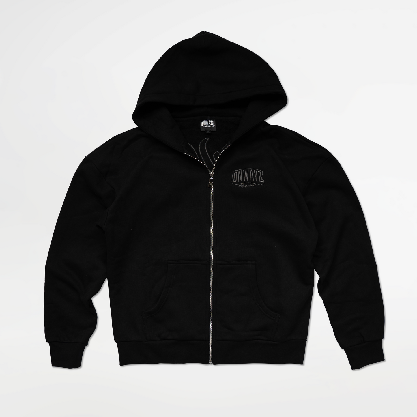 Arrow Script Zip Hoodie - Triple Black