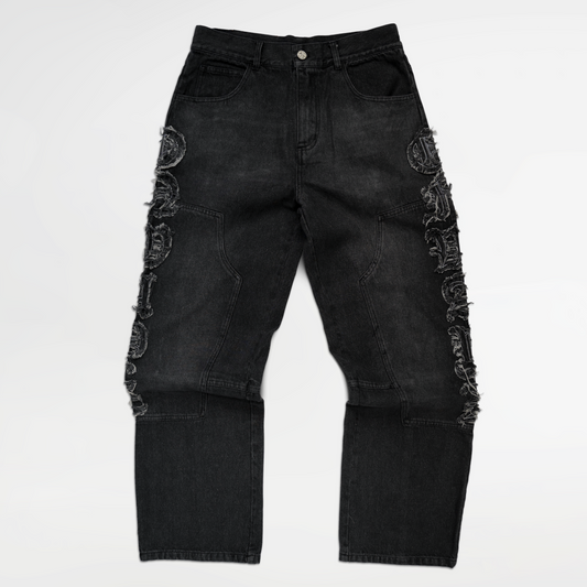 Classic Applique Denim Jeans - Black