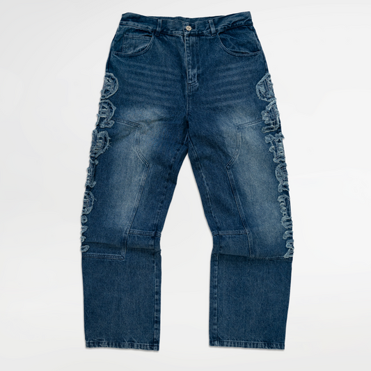 Classic Applique Denim Jeans - Blue