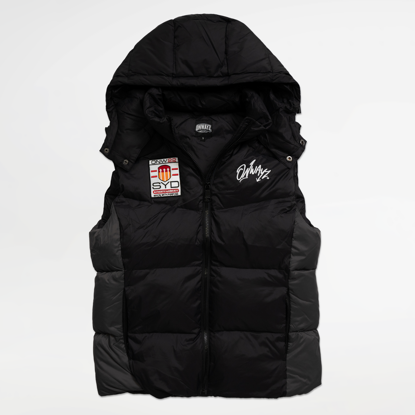 Badge Puffer Vest - Black