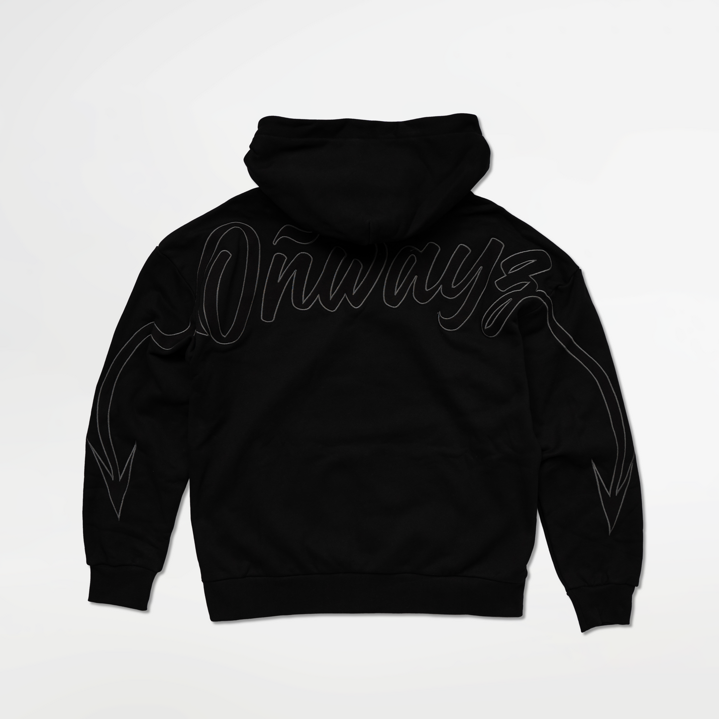 Arrow Script Zip Hoodie - Triple Black