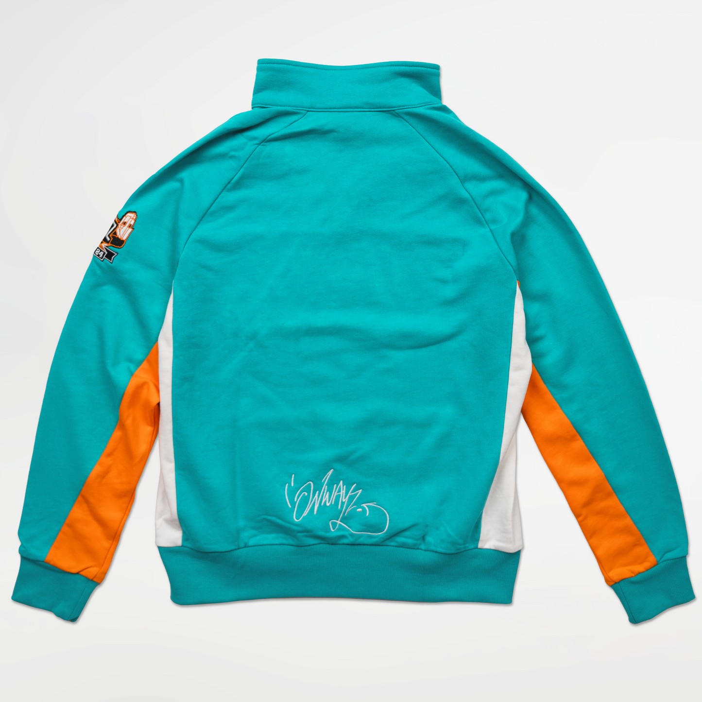 Quarter Zip Sweater - Teal and Orange