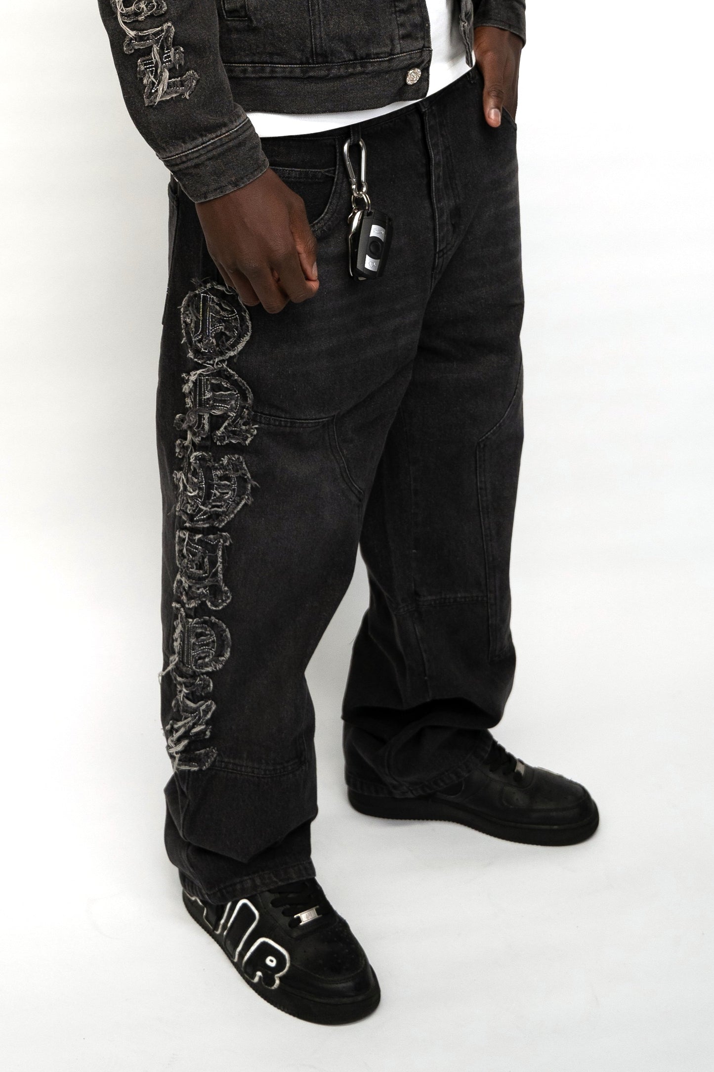 Classic Applique Denim Jeans - Black
