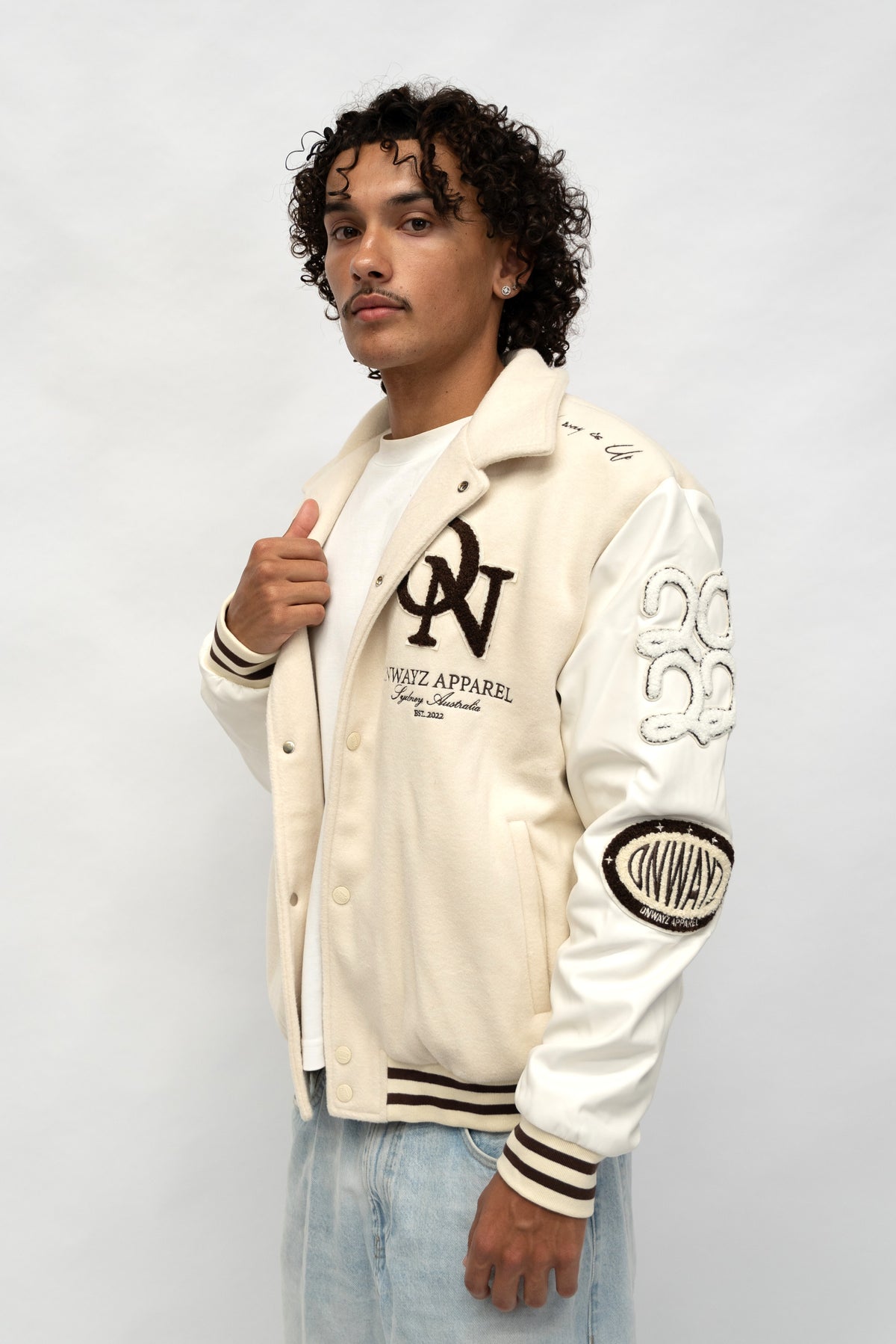 Skyline Varsity Jacket - Beige