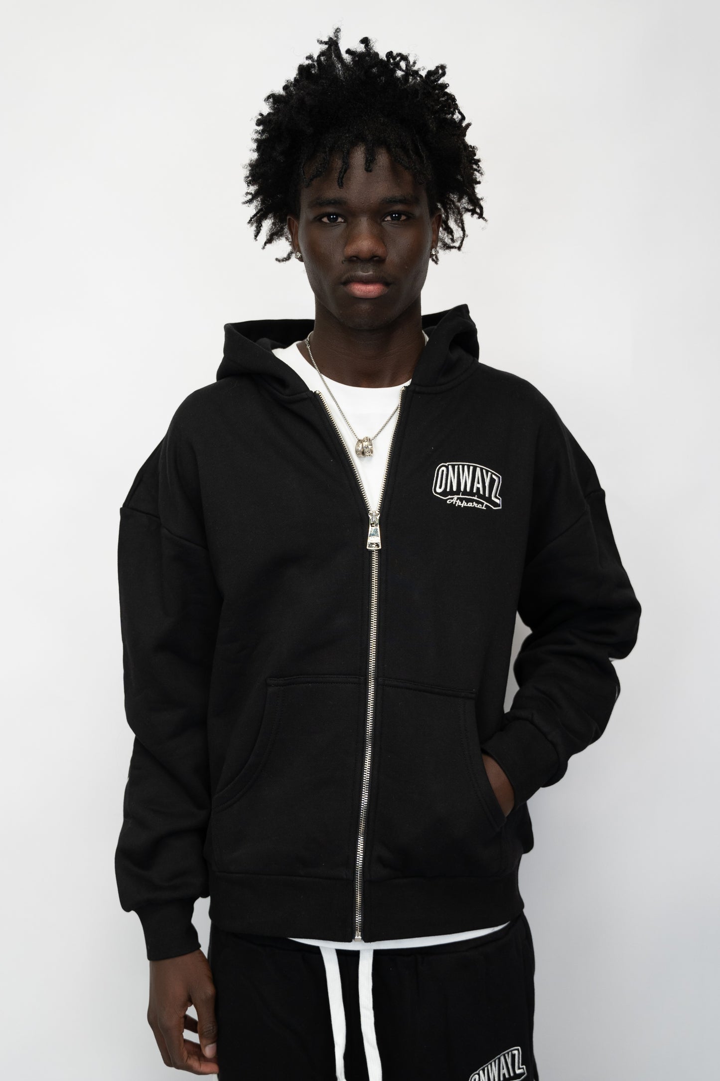 Arrow Script Zip Hoodie - Black