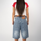 Distressed Logo Jorts - Blue