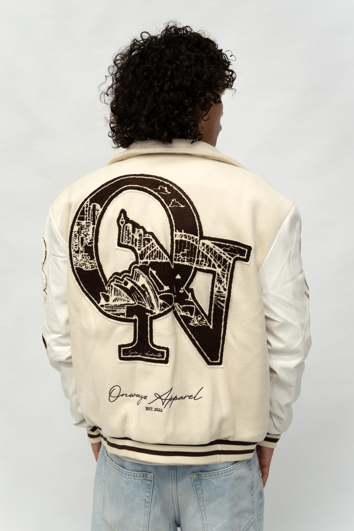 Skyline Varsity Jacket - Beige