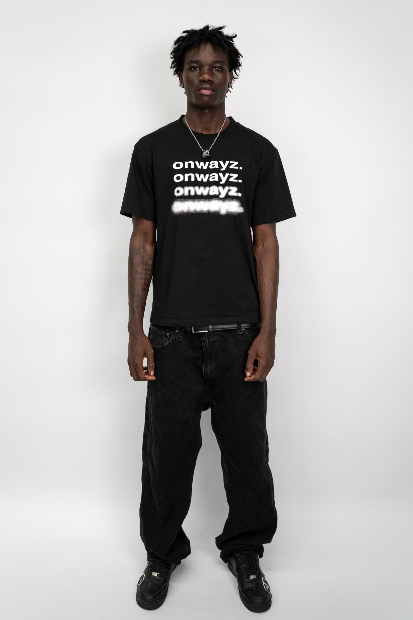 Blur Text T Shirt - Black