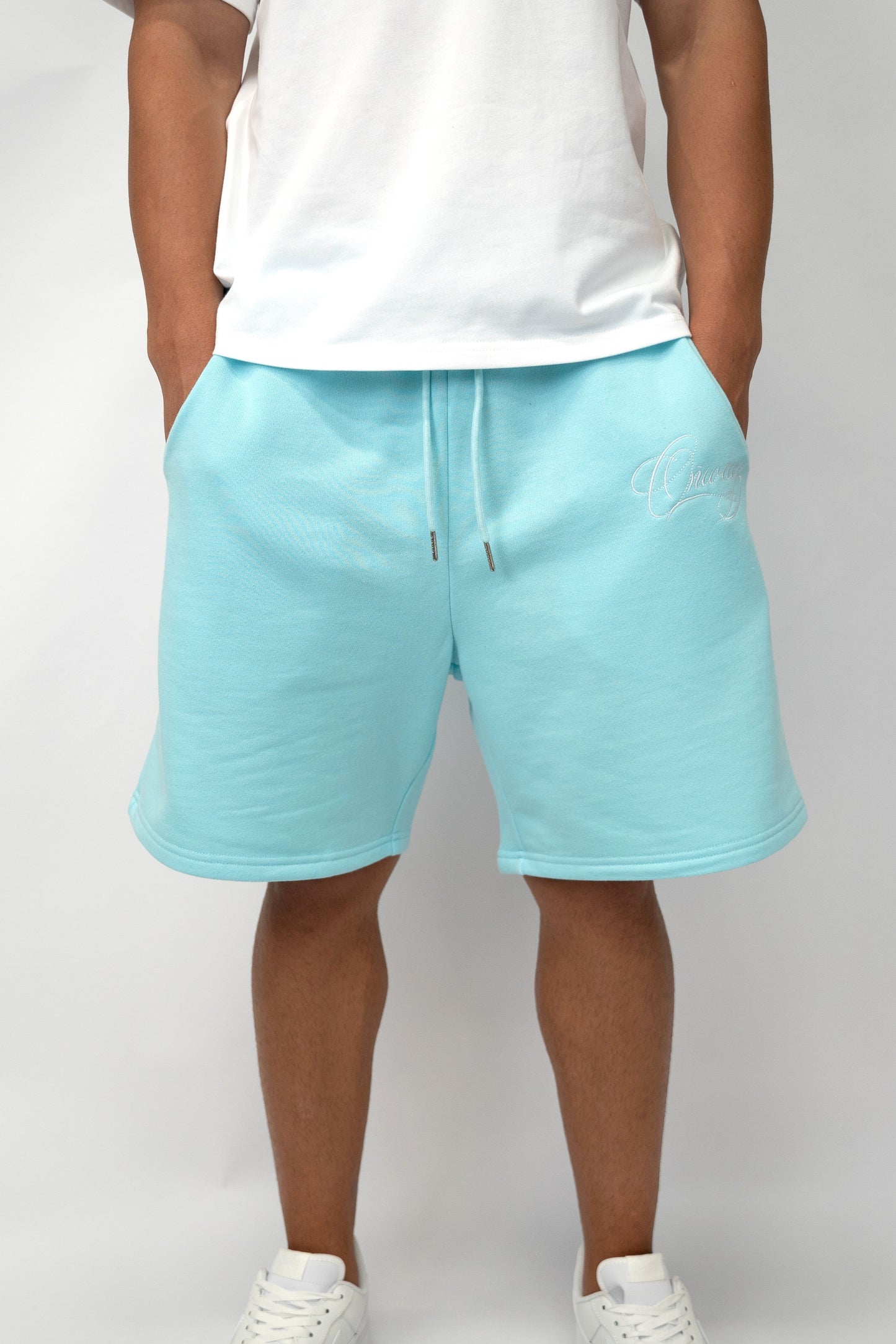 Caligraphy Shorts - Aqua