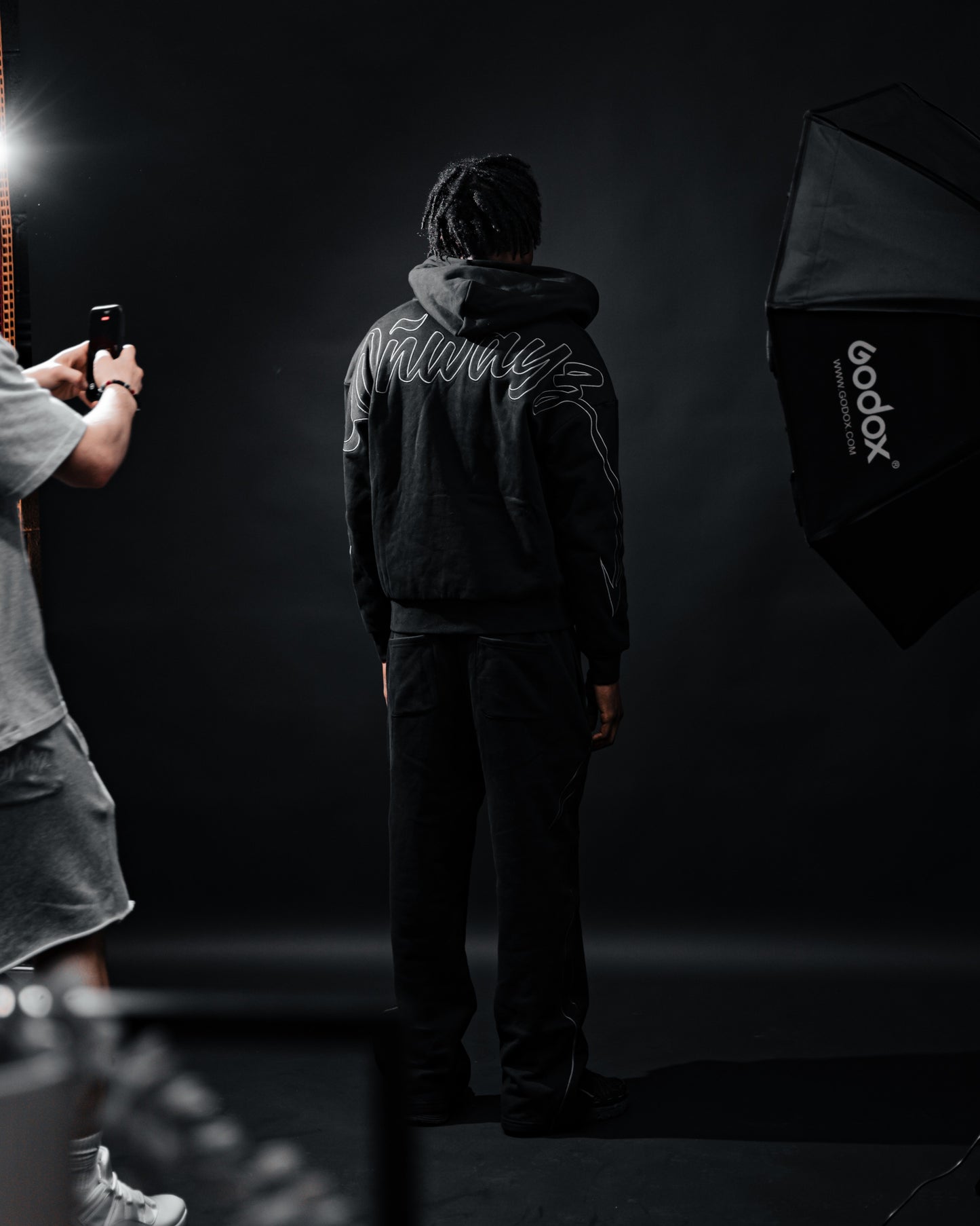 Arrow Script Zip Hoodie - Triple Black