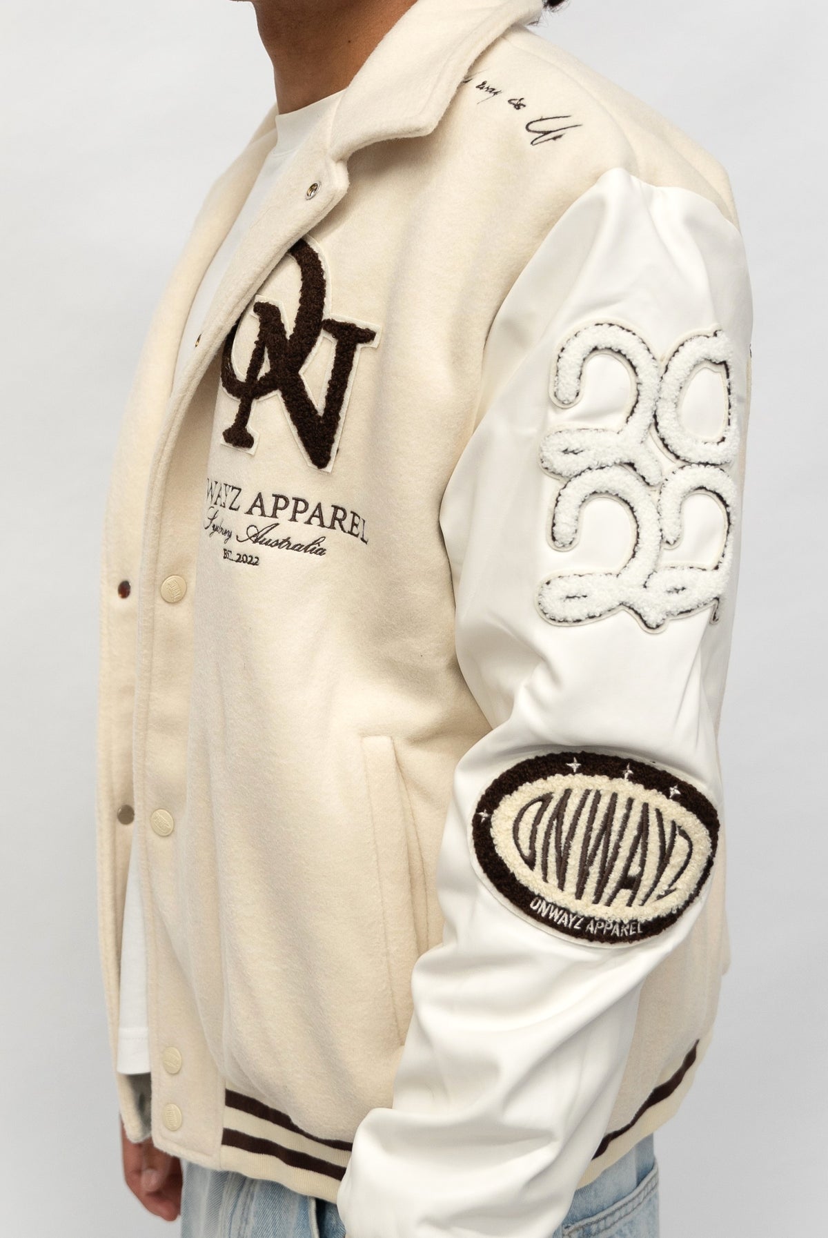Skyline Varsity Jacket - Beige