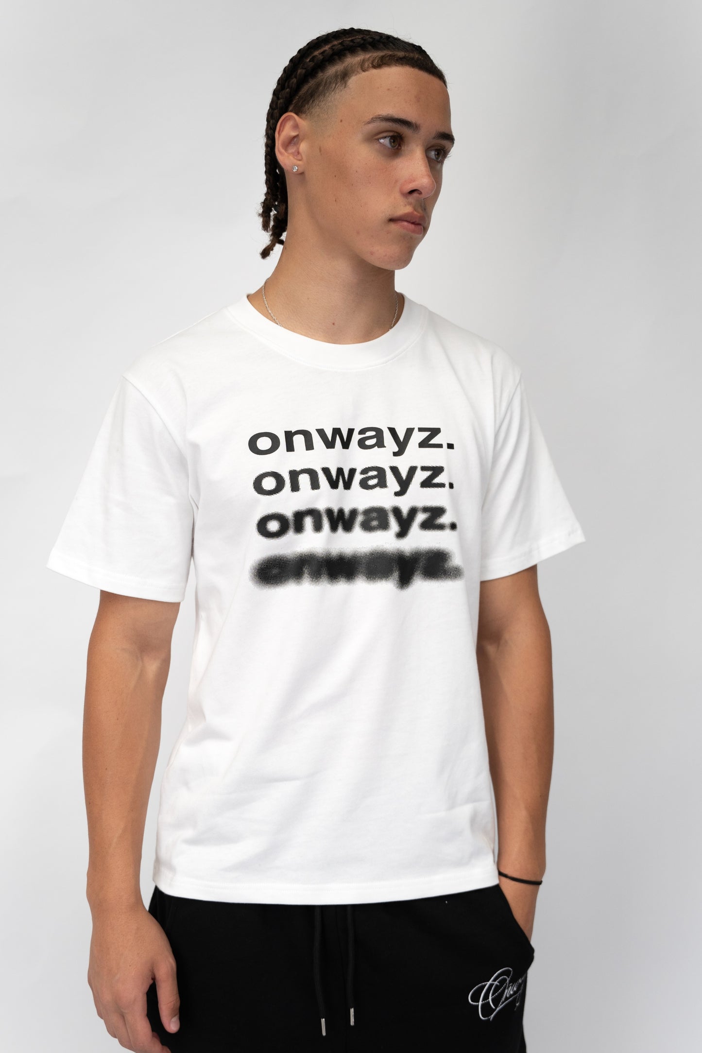 Blur Text T Shirt - White