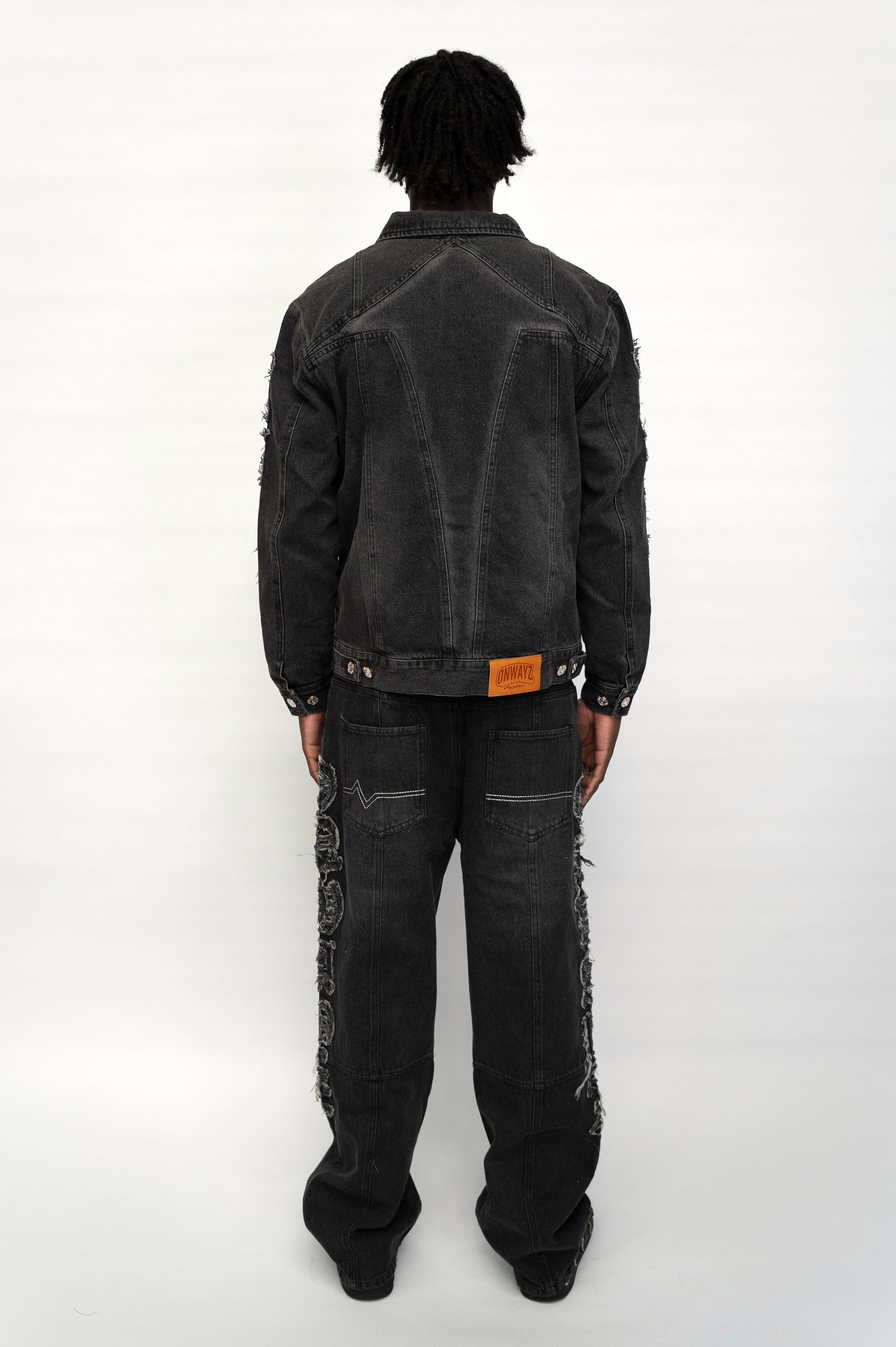 Classic Applique Denim Jacket - Black