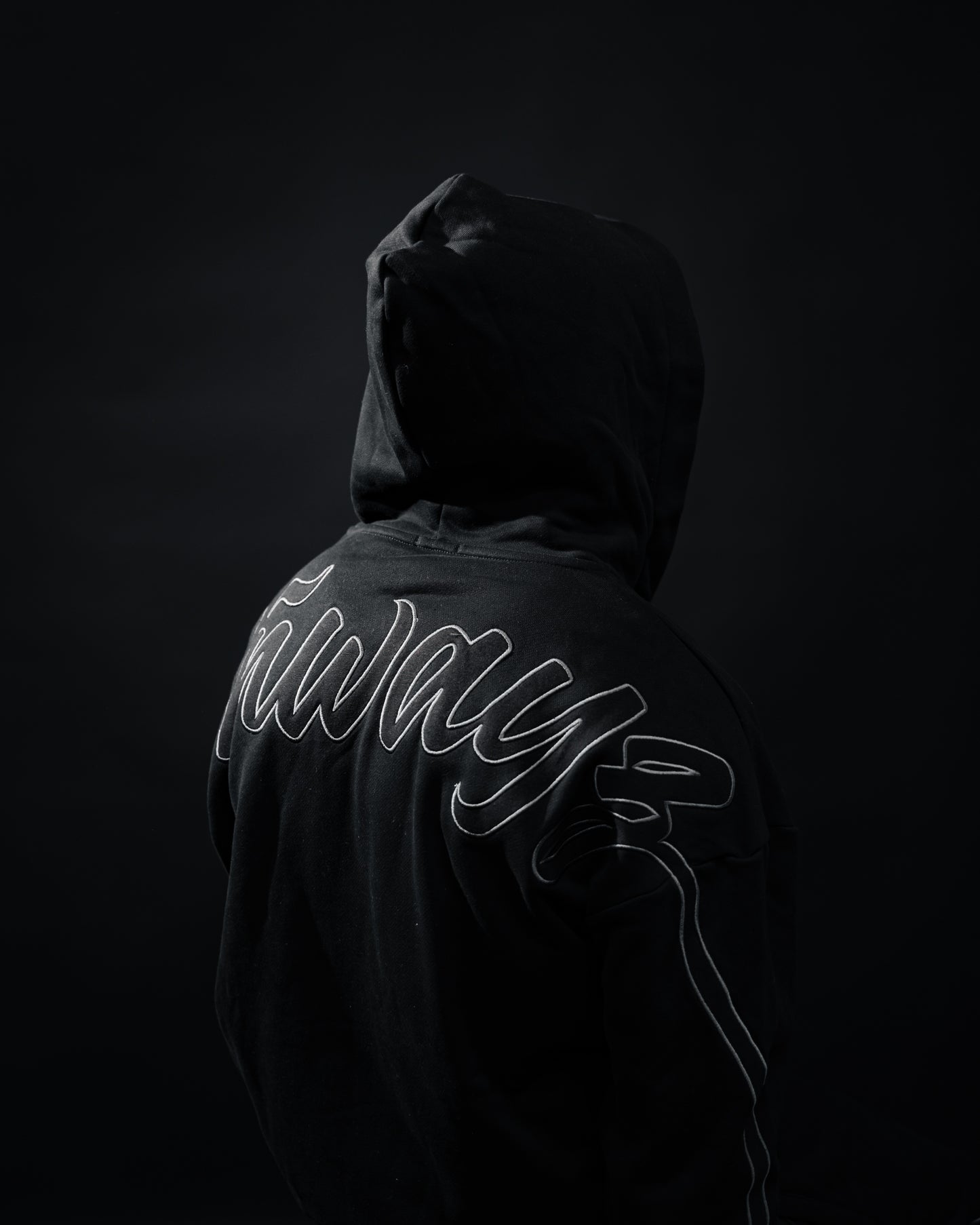 Arrow Script Zip Hoodie - Triple Black