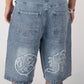 Distressed Logo Jorts - Blue