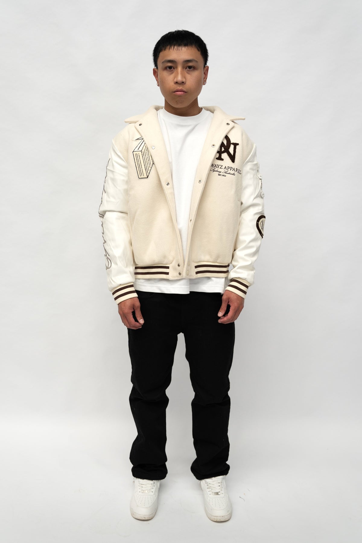 Skyline Varsity Jacket - Beige
