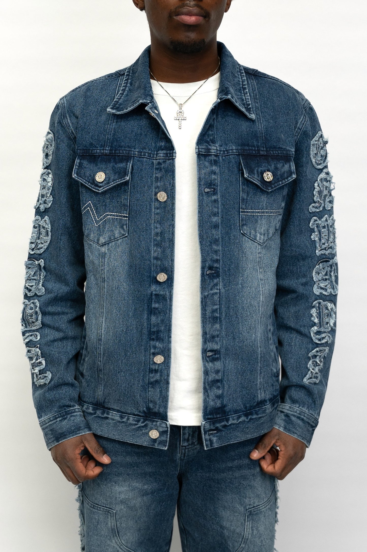 Classic Applique Denim Jacket - Blue