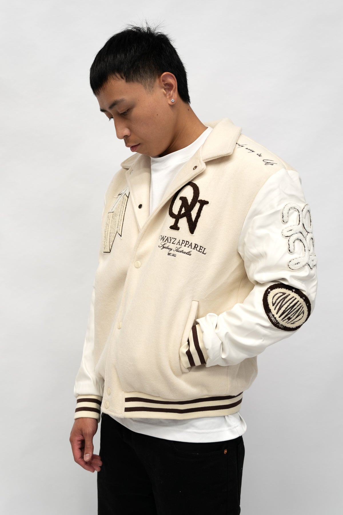 Skyline Varsity Jacket - Beige