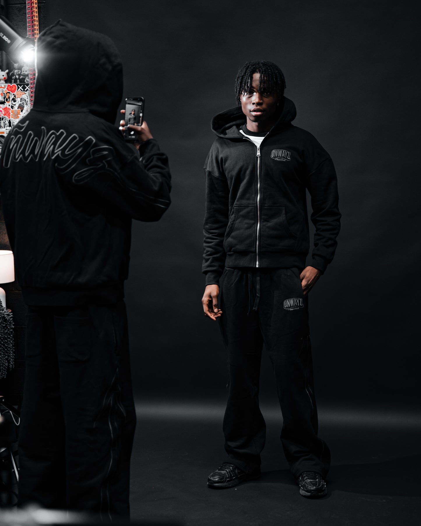 Arrow Script Zip Hoodie - Triple Black