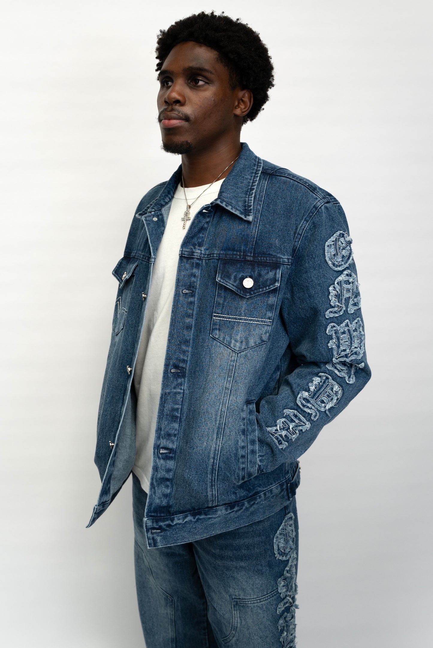 Classic Applique Denim Jacket - Blue