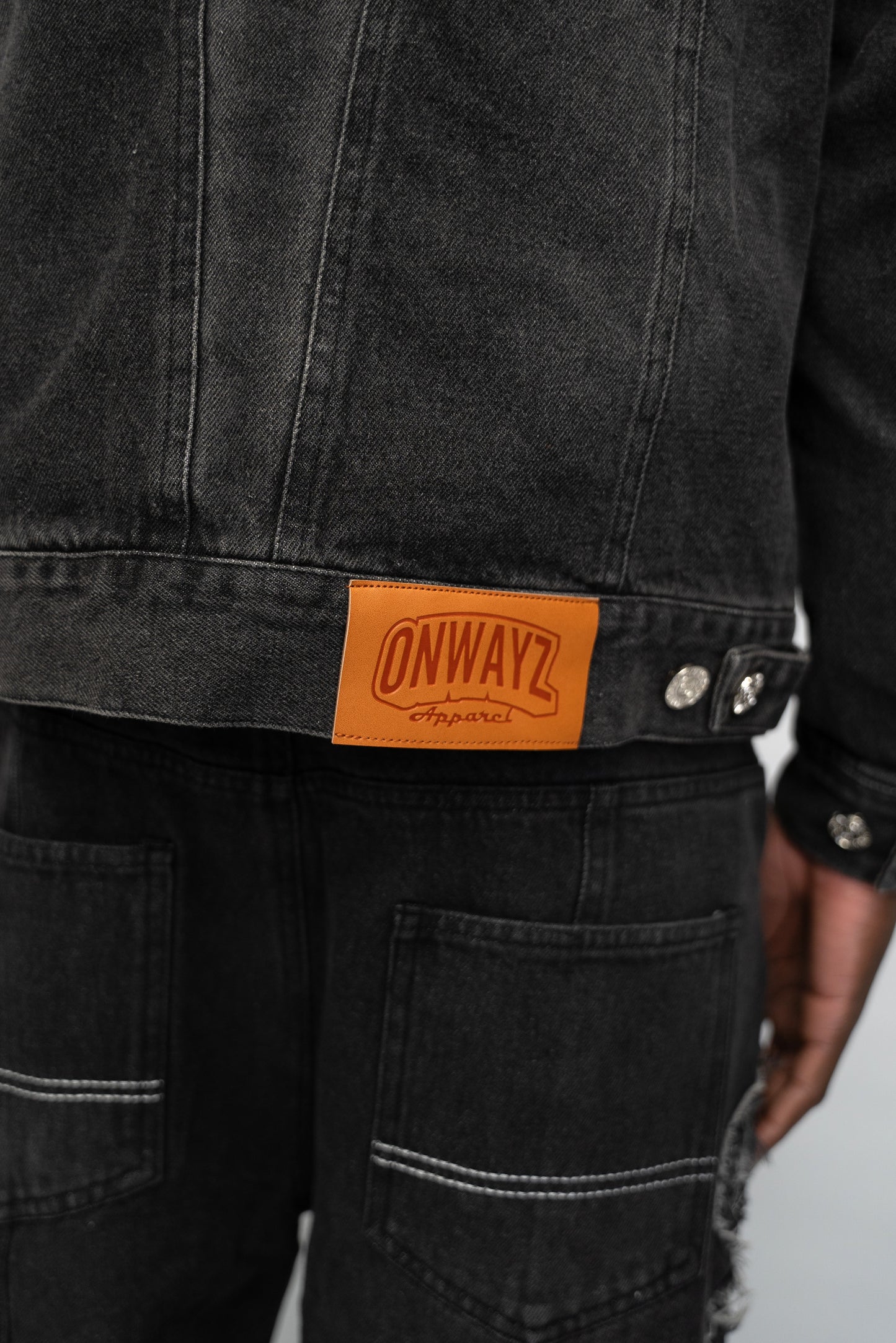 Classic Applique Denim Jacket - Black
