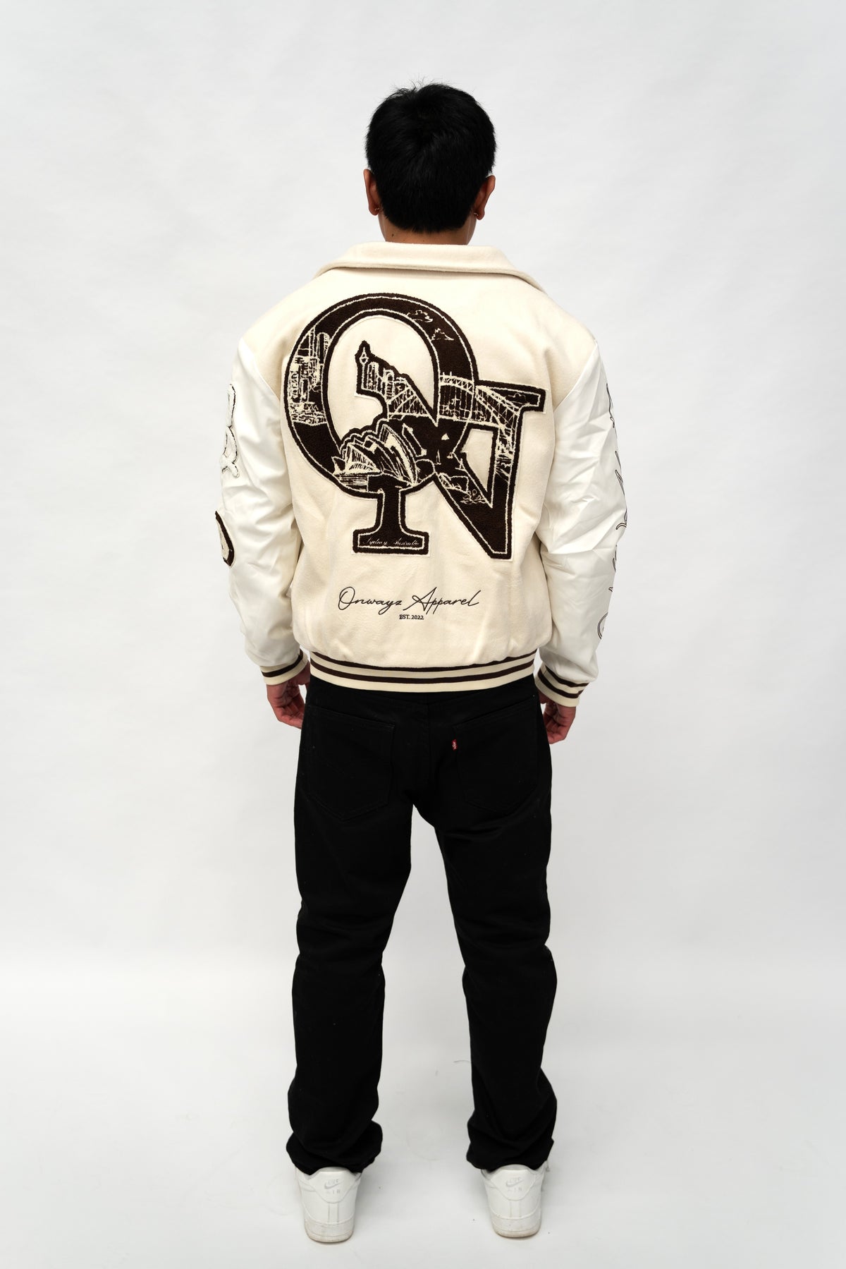 Skyline Varsity Jacket - Beige