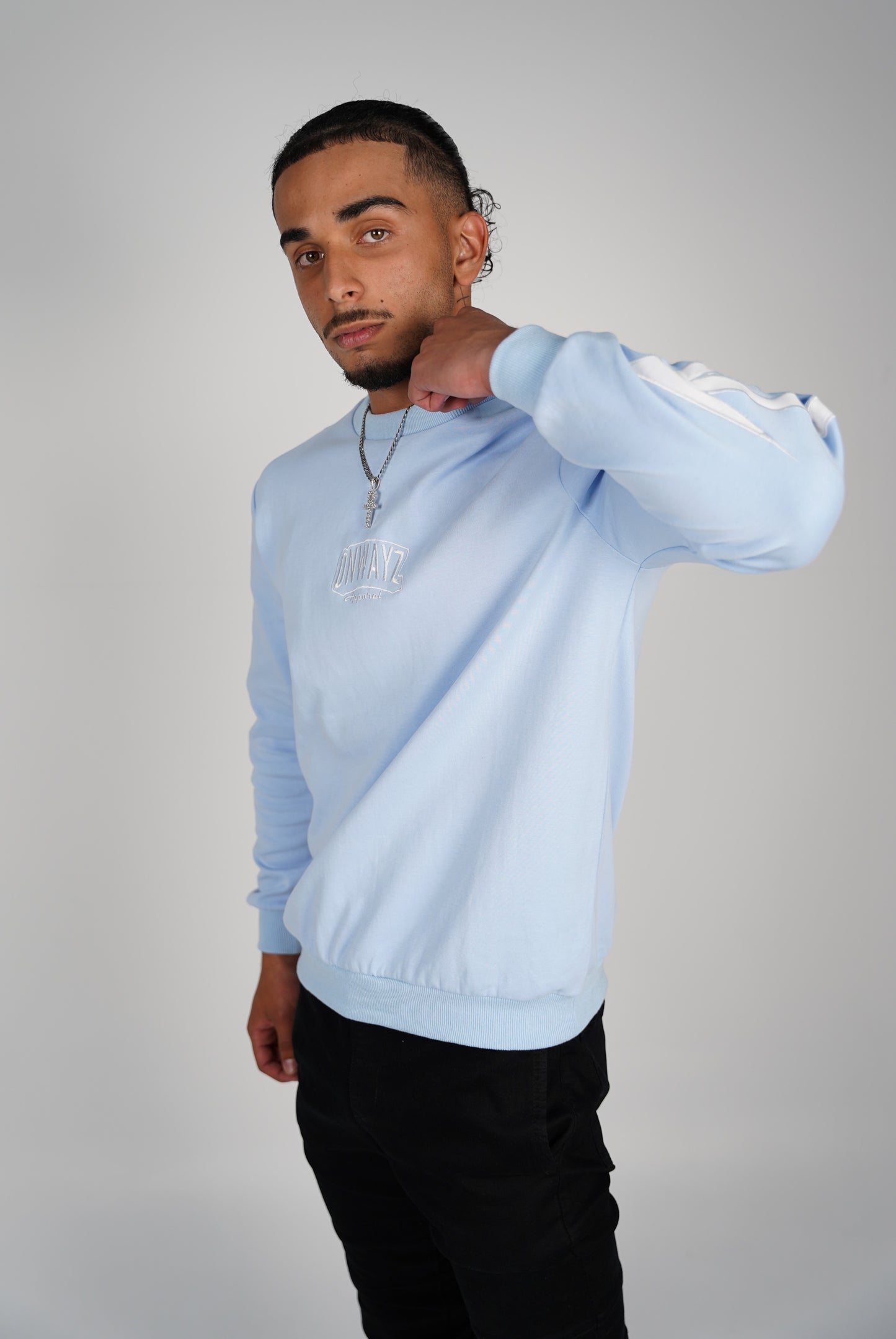 Arrow Script Crewneck - Baby Blue