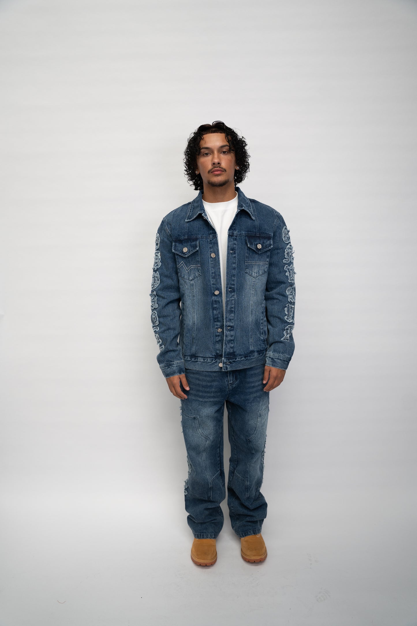 Classic Applique Denim Jeans - Blue