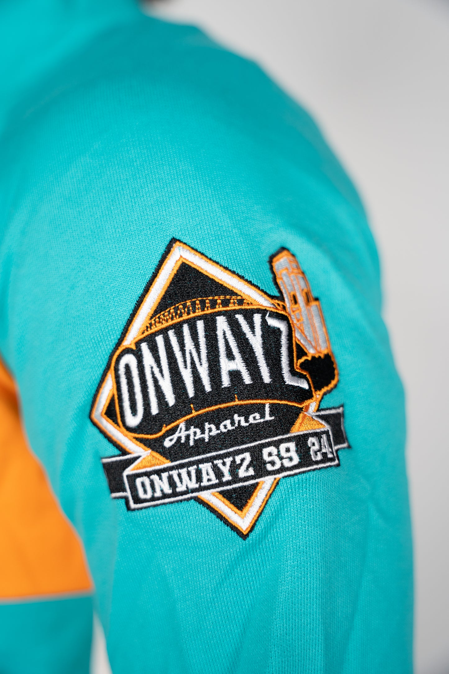 Quarter Zip Sweater - Teal and Orange