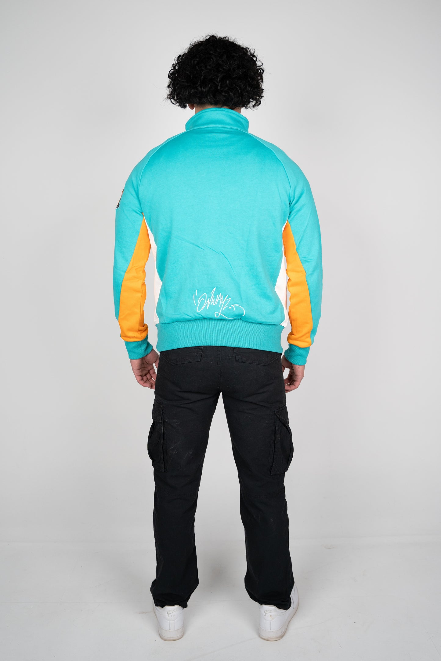 Quarter Zip Sweater - Teal and Orange