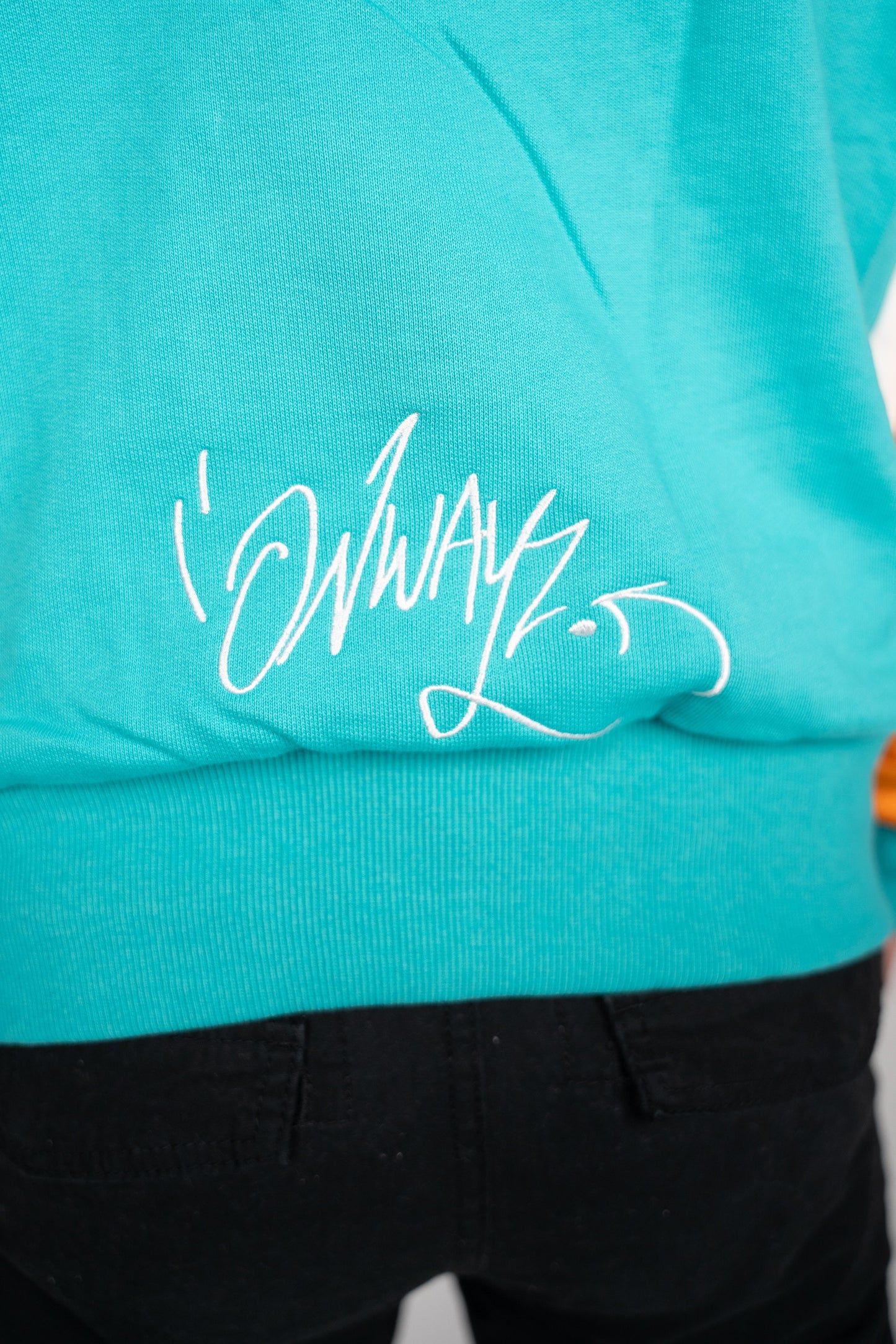 Quarter Zip Sweater - Teal and Orange